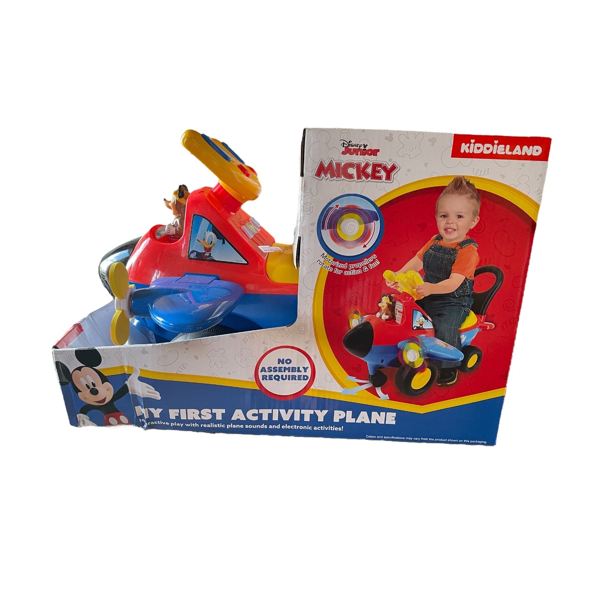 Kiddieland Disney Lights and Sounds Activity Ride-On, Mickey Plane, Re ...