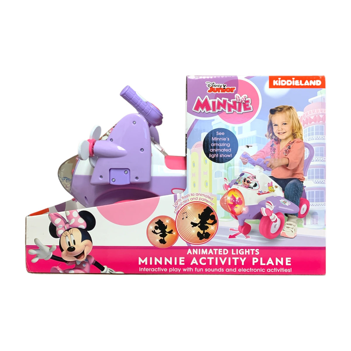 Kiddieland Disney Activity Ride-on Plane with Lights & Sounds, Minnie ...