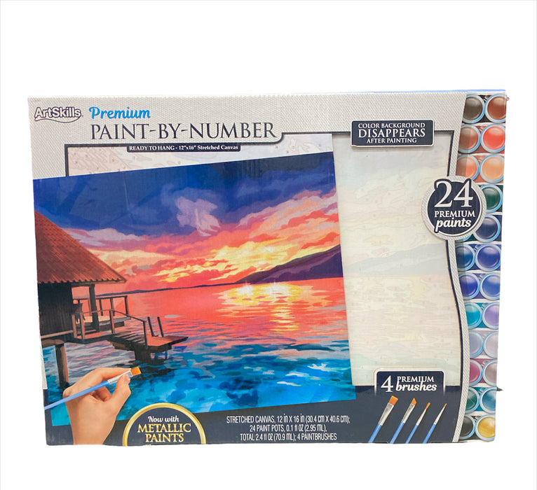 ArtSkills 12 x16 Paint by Number Art Kit, Sunset, 24 Paint Pots 4 Brushes