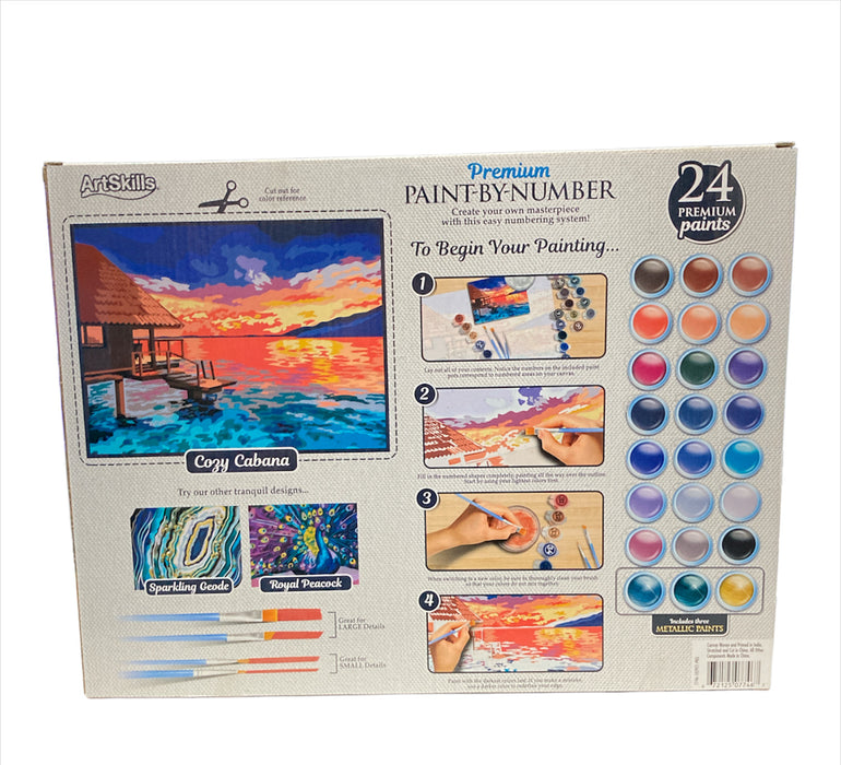 ArtSkills 12 x16 Paint by Number Art Kit, Sunset, 24 Paint Pots 4 Brushes