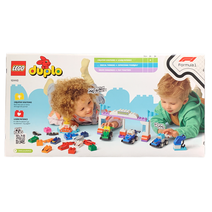 LEGO DUPLO F1 Team Racing Cars & Drivers Preschool Building Toy, 10445, 70pc