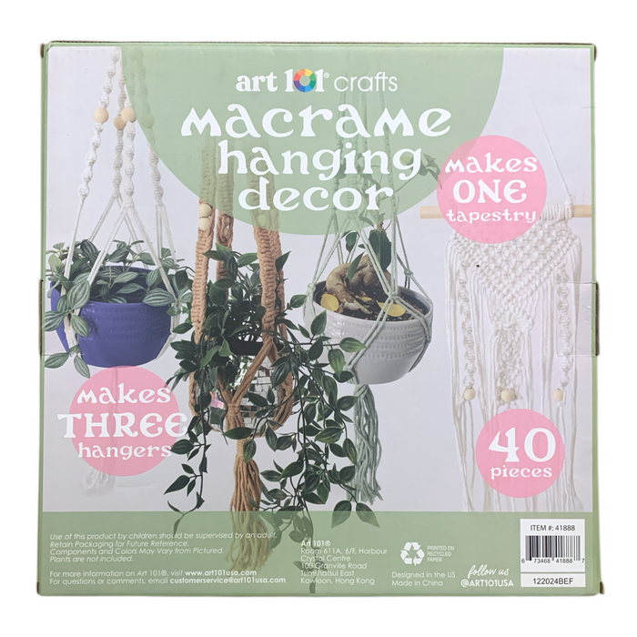 Art 101 Crafts 40-Piece Macrame Hanging Decor Kit, Tapestry and Plant Hangers