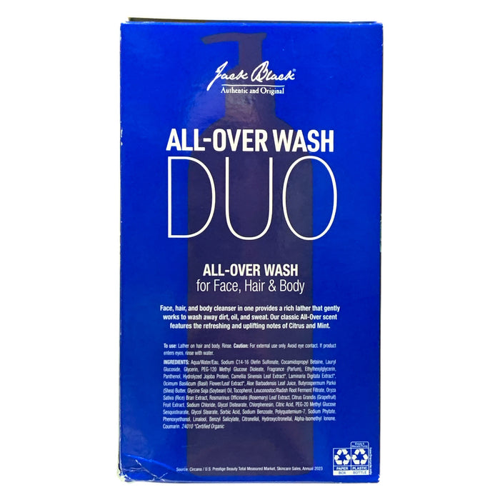 Jack Black Men's All-Over Wash for Face, Hair & Body, 16fl. oz., 2-Pack