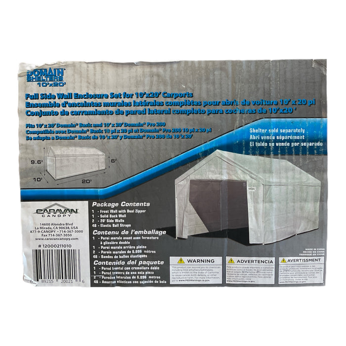 Caravan Canopy Side Wall Kit for Domain Carport, White, Top & Frame Not Included