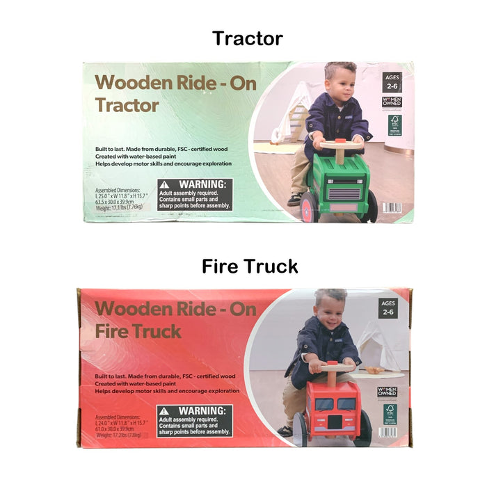 Guanyi Kid's Wooden Ride-On Vehicle, FSC Certified Wood & Water-Based Paints