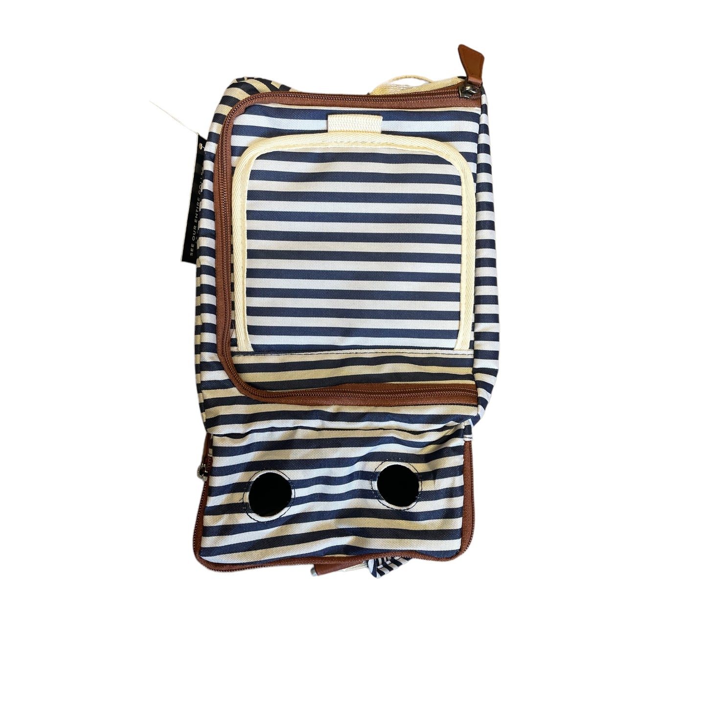Fit & Fresh Insulated Cooler With Dual Wine Compartment, Navy and White Stripes