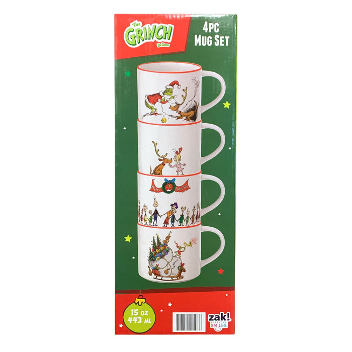 Zak Designs 15oz Stackable Ceramic Holiday Mug Set, 4pc