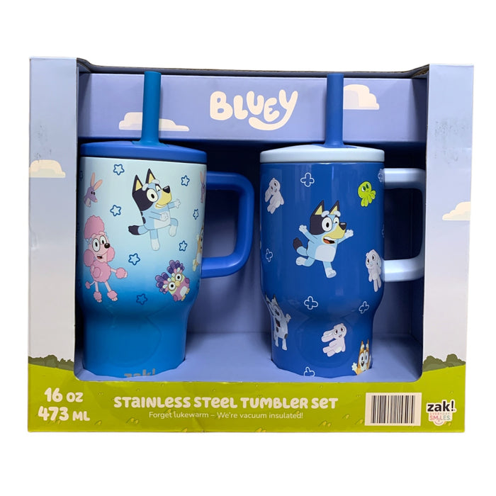 Zak Designs Licensed Stainless Steel Tumbler Set with Straws, 2-Pack, 16 oz.