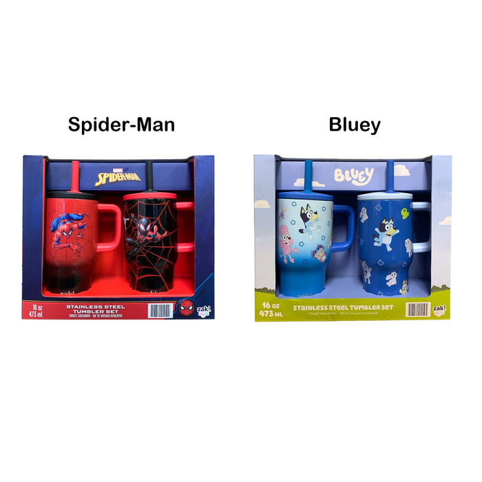 Zak Designs Licensed Stainless Steel Tumbler Set with Straws, 2-Pack, 16 oz.