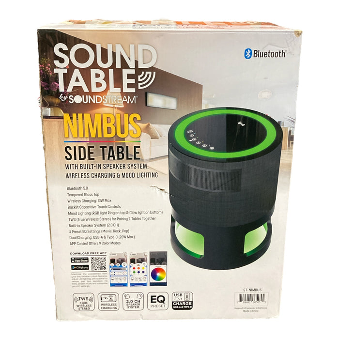 Soundstream Nimbus Sound Table Bluetooth Speaker, Side Table, Wireless Charging