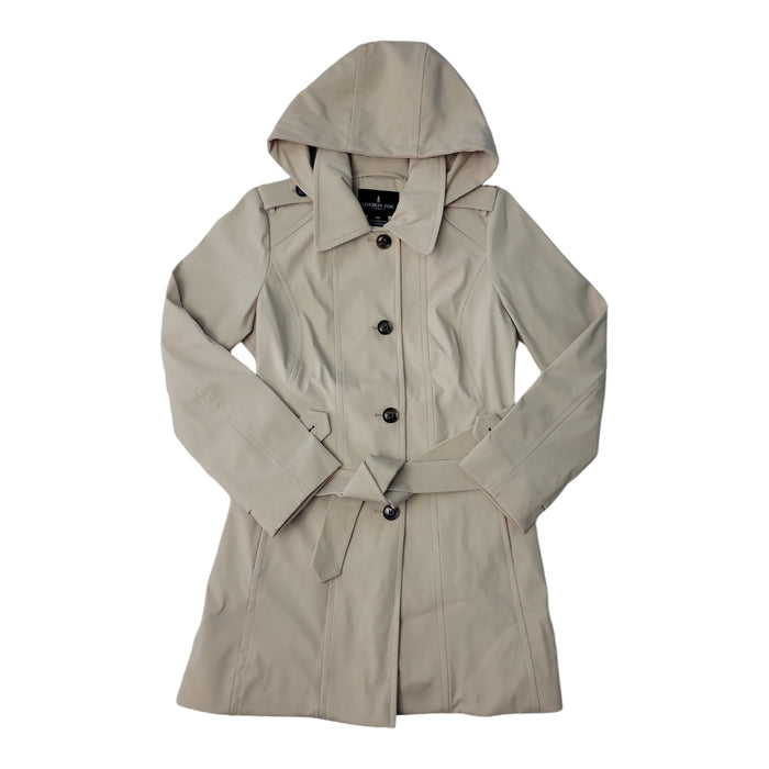 London Fog Women's Single Breasted Waist Belt Hooded Trench Coat, 7723770SC