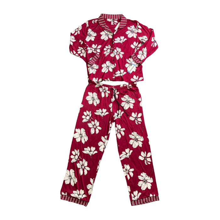 Flora Nikrooz Women's Long Sleeve Notch Collar 2 Piece Pajama Set