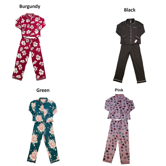 Flora Nikrooz Women's Long Sleeve Notch Collar 2 Piece Pajama Set