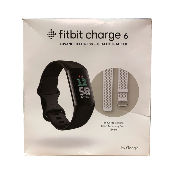 Fitbit Charge 6 Advanced Fitness & Health Tracker Bundle (Obisdian/Frost White)