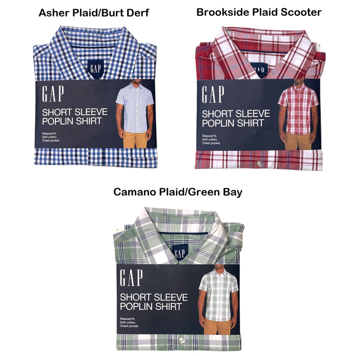 GAP Men's Short Sleeve Button Down Collared Poplin Shirt