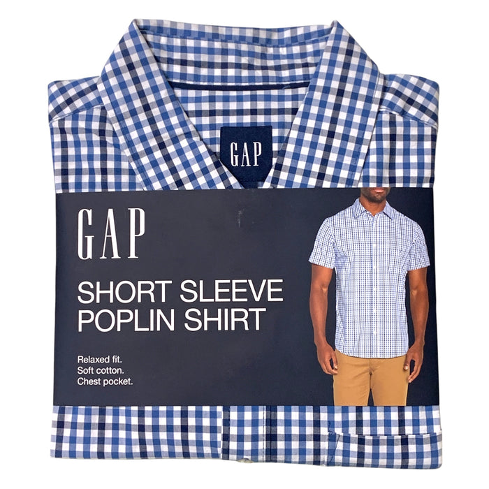 GAP Men's Short Sleeve Button Down Collared Poplin Shirt