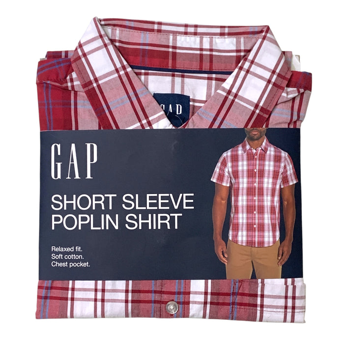 GAP Men's Short Sleeve Button Down Collared Poplin Shirt