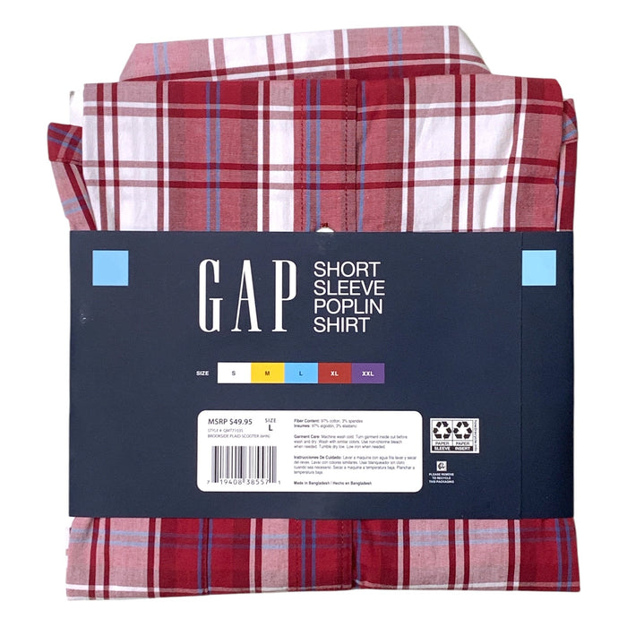 GAP Men's Short Sleeve Button Down Collared Poplin Shirt