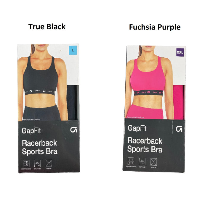 GAP Fit Women's 4 Way Stretch Moisture Wicking Racerback Sports Bra  (Fuchsia Purple, S (32 C/D, 34 A/B))