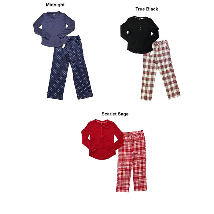 GAP Women's Long Sleeve Thermal Shirt and Flannel Pant 2 Piece Pajama Set