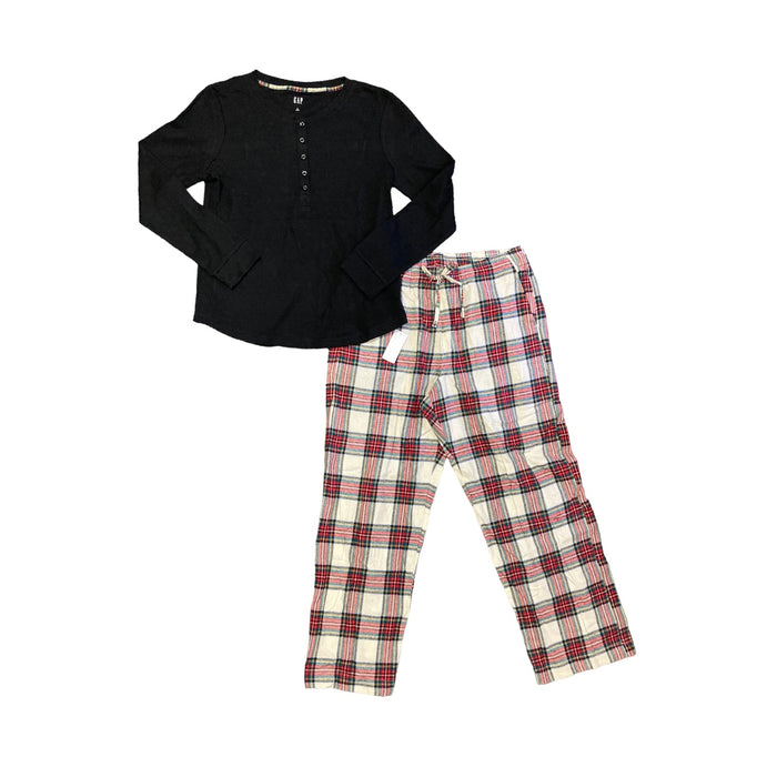 GAP Women's Long Sleeve Thermal Shirt and Flannel Pant 2 Piece Pajama Set