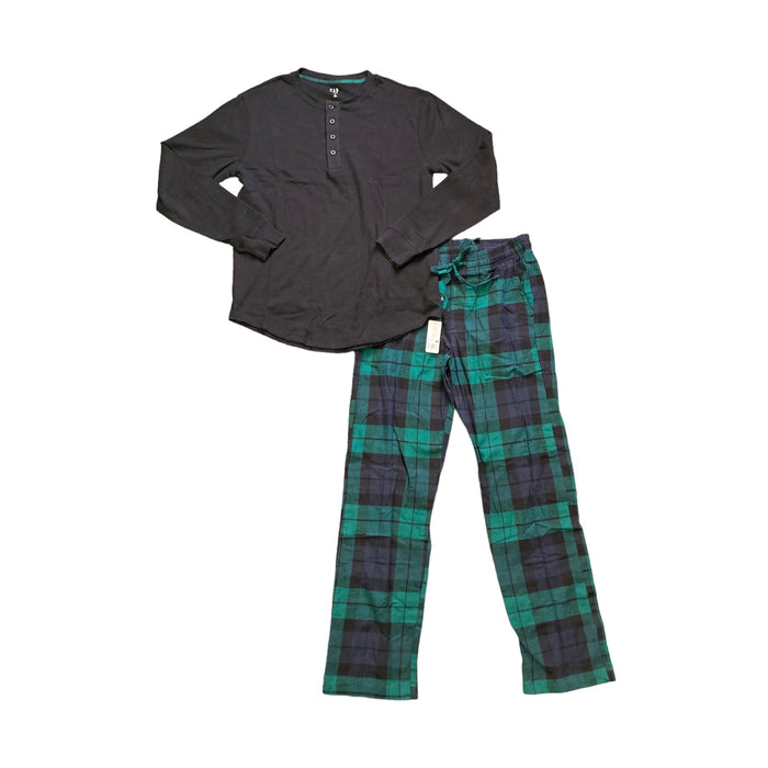 GAP Men's Long Sleeve Thermal Shirt and Flannel Pant 2 Piece Pajama Set