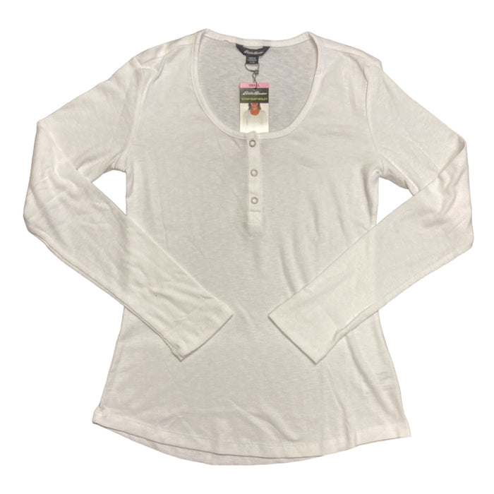 Eddie Bauer Women's Soft Ribbed Long Sleeve Scoop Snap Henley