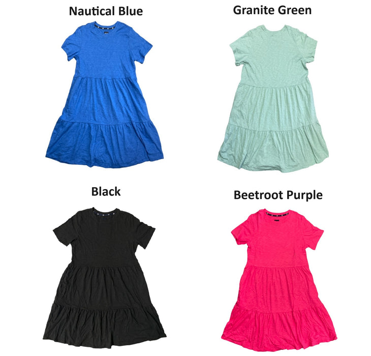 GAP Women's Soft Short Sleeve Crew Neck Tiered Dress