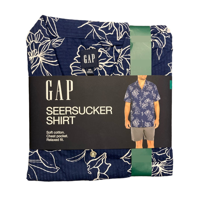 GAP Men's Soft Short Sleeve Relaxed Fit Seersucker Button Up Shirt