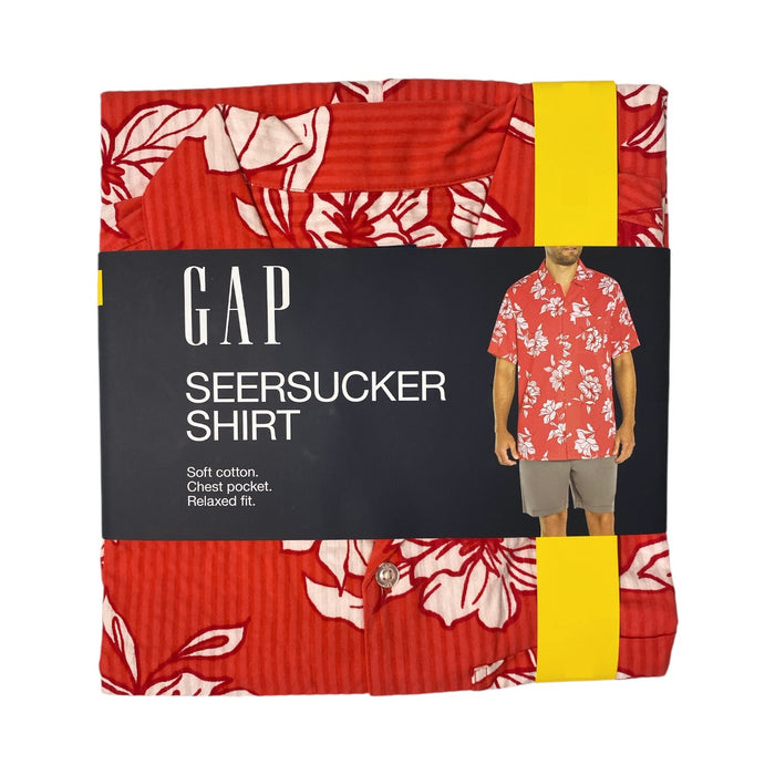 GAP Men's Soft Short Sleeve Relaxed Fit Seersucker Button Up Shirt