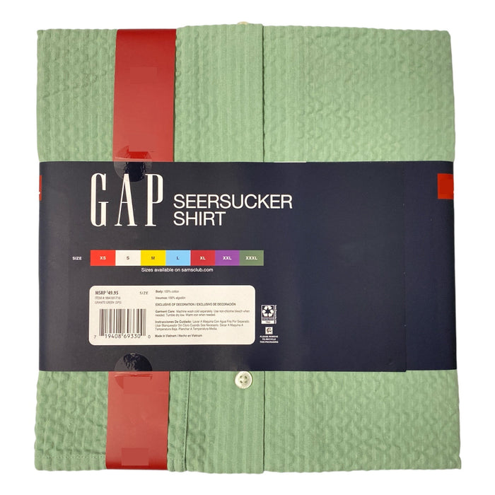 GAP Men's Soft Short Sleeve Relaxed Fit Seersucker Button Up Shirt