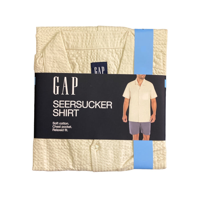 GAP Men's Soft Short Sleeve Relaxed Fit Seersucker Button Up Shirt