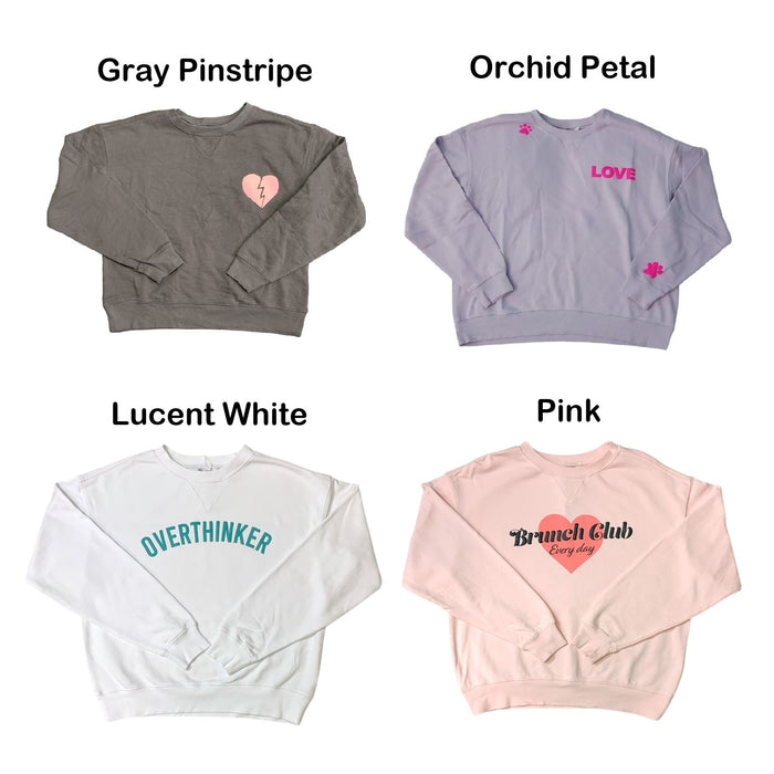 Wild Fox Ladies Lightweight Long Sleeve Crew Neck Graphic Pullover Sweatshirt