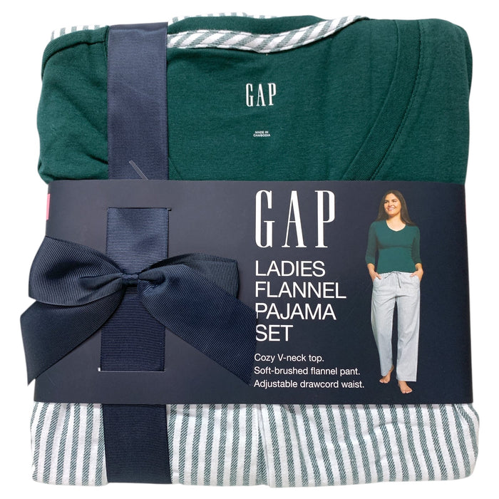 Gap Women's V-Neck Drawstring Pockets Flannel Pajama Set