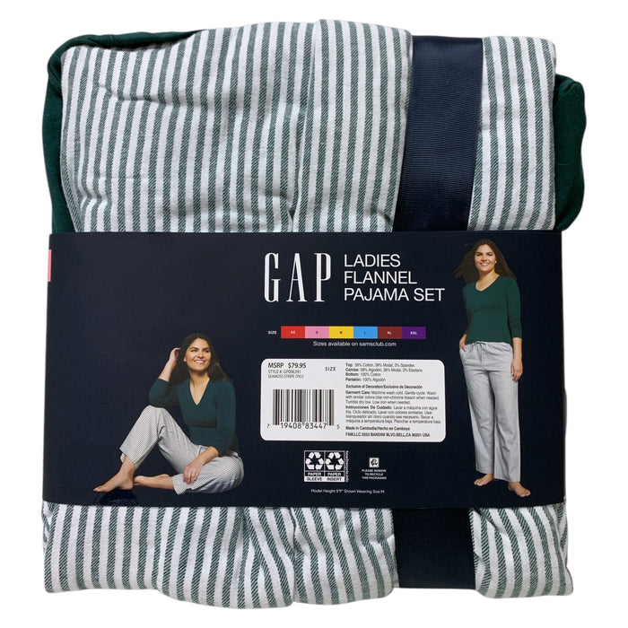 Gap Women's V-Neck Drawstring Pockets Flannel Pajama Set