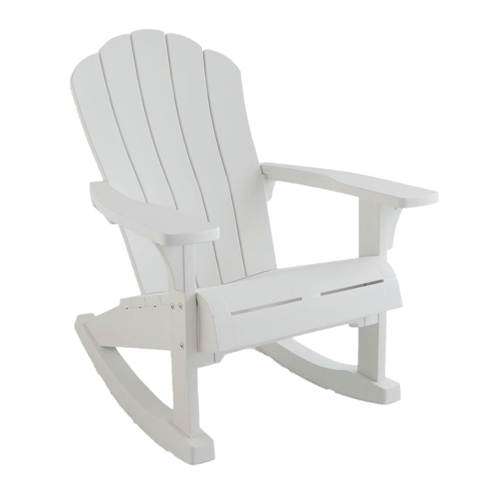 Keter Everest Adirondack Rocking Chair, Resin Frame, 38"Dx31.5"Wx40.5"H (White)