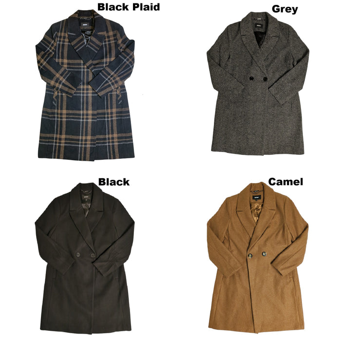 DKNY Women's Fashion Coat, Faux Wool, Single Breasted, Two-Button Closure