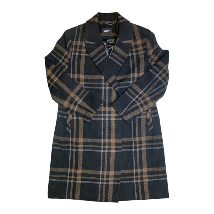 DKNY Women's Fahion Coat, Faux Wool, Single Breasted, Two-Button Closure