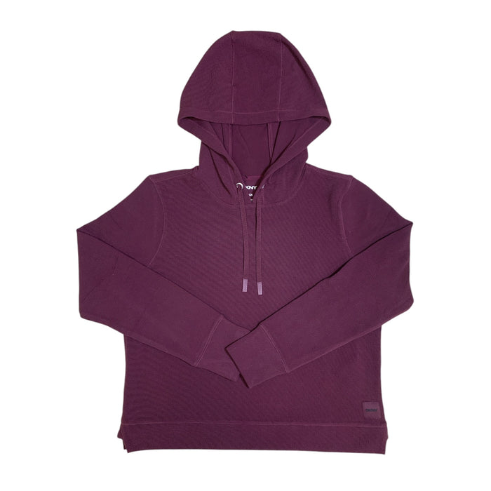 DKNY Women's Buttery Soft Waffle Crew Neck Pullover Hoodie