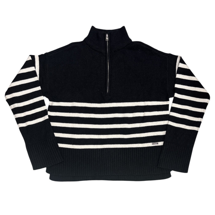 DKNY Womens Quarter Zip Pullover Sweater, Mock Neck, Ribbed Hem, Cuffs and Neck