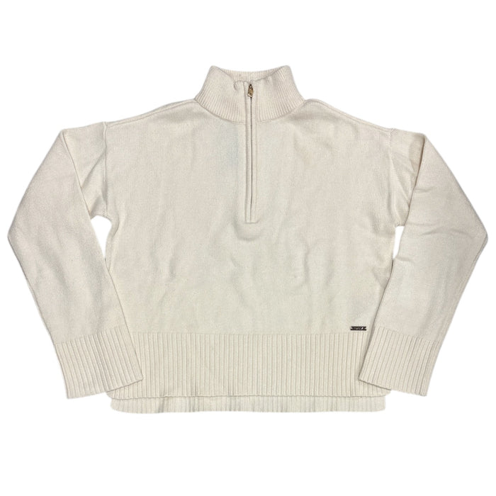 DKNY Womens Quarter Zip Pullover Sweater, Mock Neck, Ribbed Hem, Cuffs and Neck