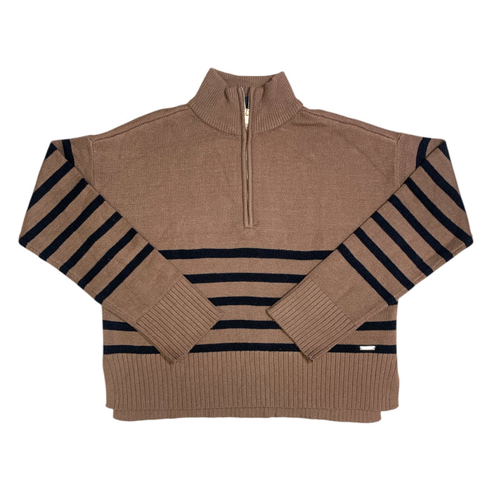 DKNY Womens Quarter Zip Pullover Sweater, Mock Neck, Ribbed Hem, Cuffs and Neck