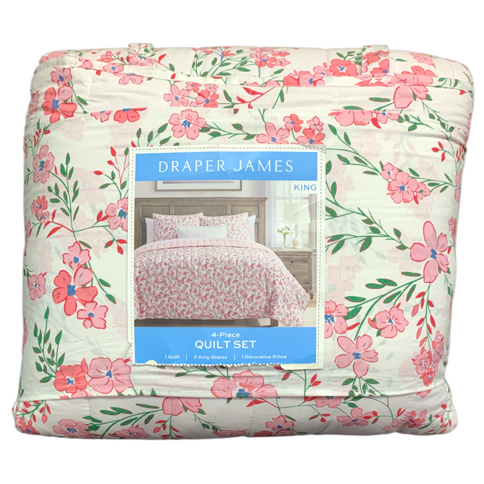 Draper James 4-Piece Reversible Cotton/Polyester Quilt Set, King