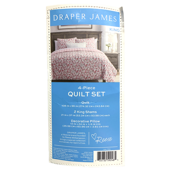 Draper James 4-Piece Reversible Cotton/Polyester Quilt Set, King