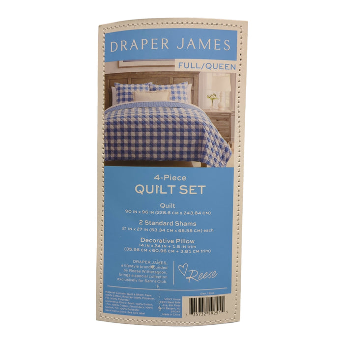 Draper James 4-Piece Reversible Cotton/Polyester Quilt Set, Full/Queen