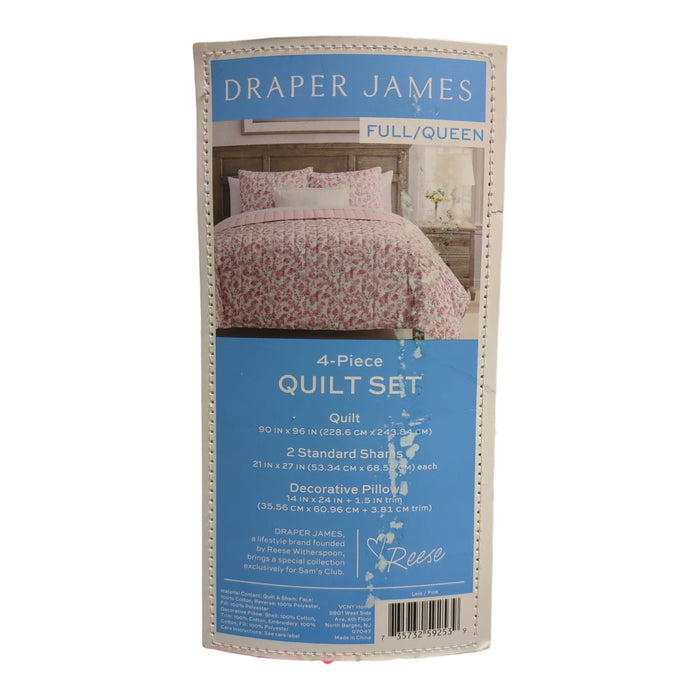 Draper James 4-Piece Reversible Cotton/Polyester Quilt Set, Full/Queen
