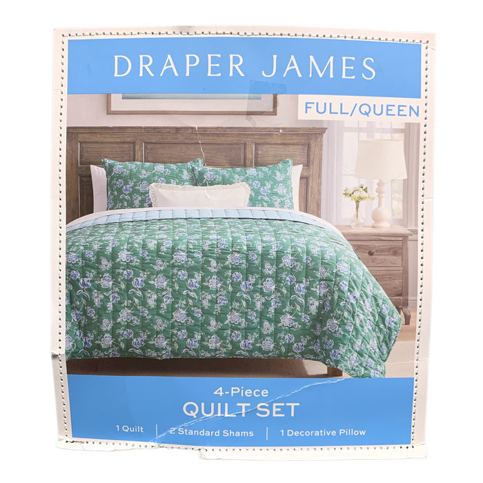 Draper James 4-Piece Reversible Cotton/Polyester Quilt Set, Full/Queen