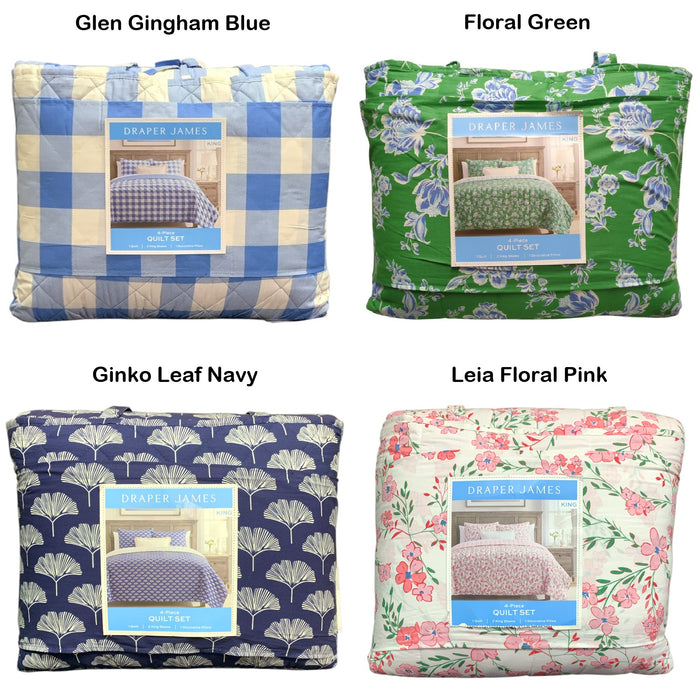 Draper James 4-Piece Reversible Cotton/Polyester Quilt Set, King