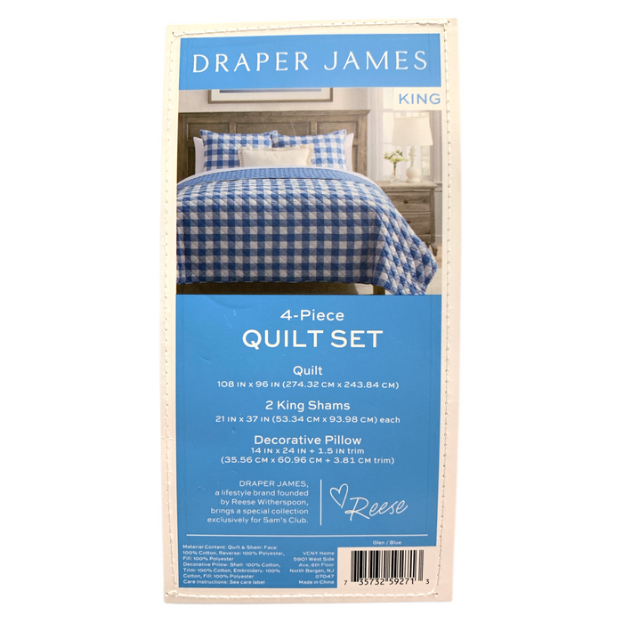 Draper James 4pc Reversible Cotton/Polyester Quilt Set, King
