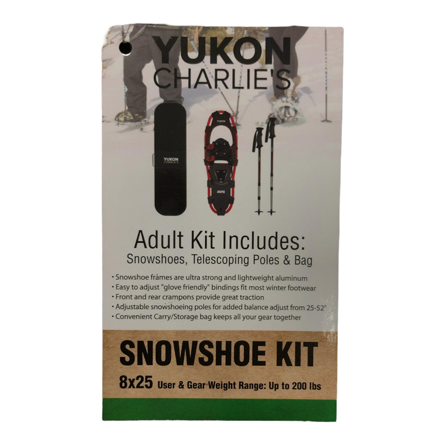 Yukon Charlie 825 Snowshoe Kit 8x25 with Telescoping Poles & Bag, Red